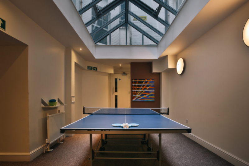 Games room with ping pong table in Almero Student Accommodation in London Francis Gardner 