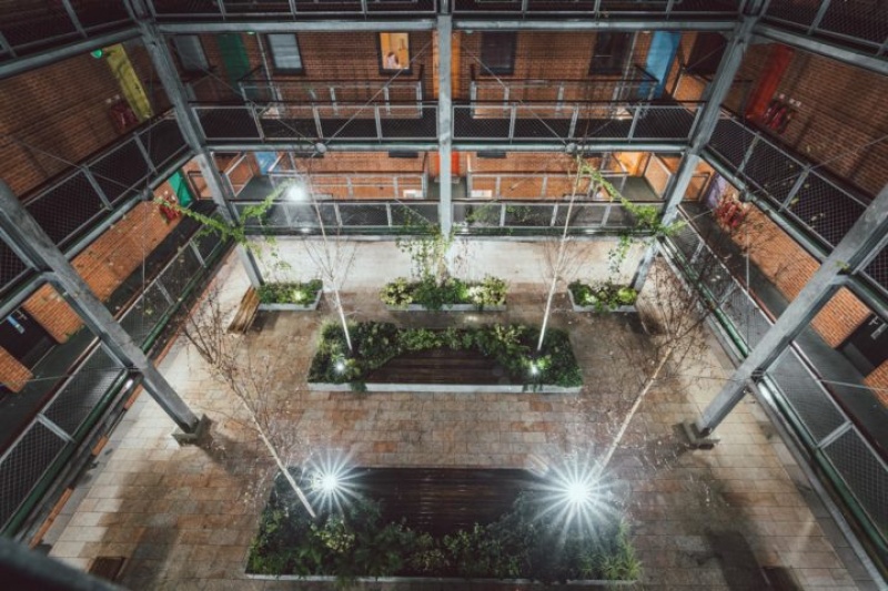 Mayfair Court in Fallowfield nterior courtyard with greenery