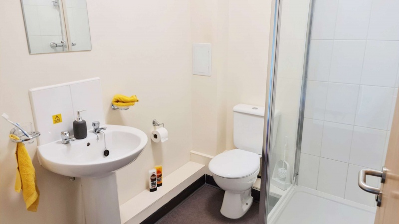 Functional bathroom at St George's Tower student accommodation