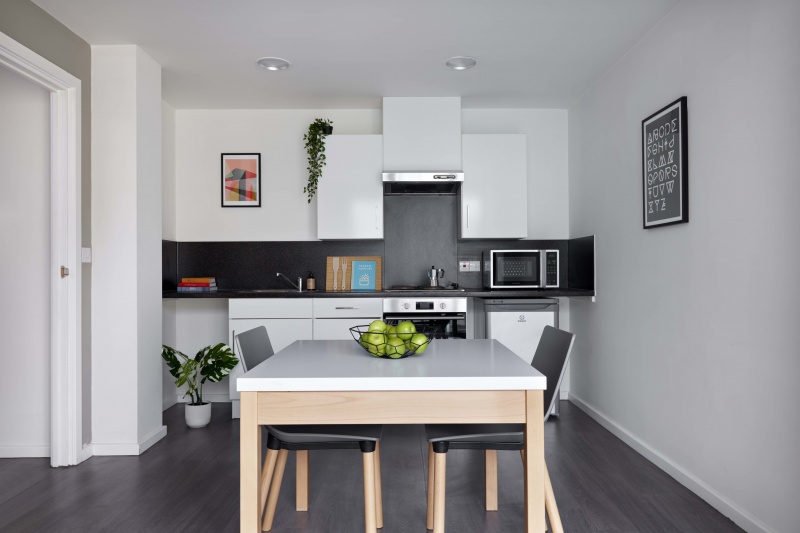 Studio Kitchen with all the amenities at Sharman Court in Sheffield