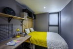 Student room at Carters Yar, double bed and study desk