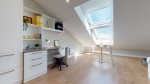 Quiet study area with desks and chairs at Centro House student accommodation in Stirling