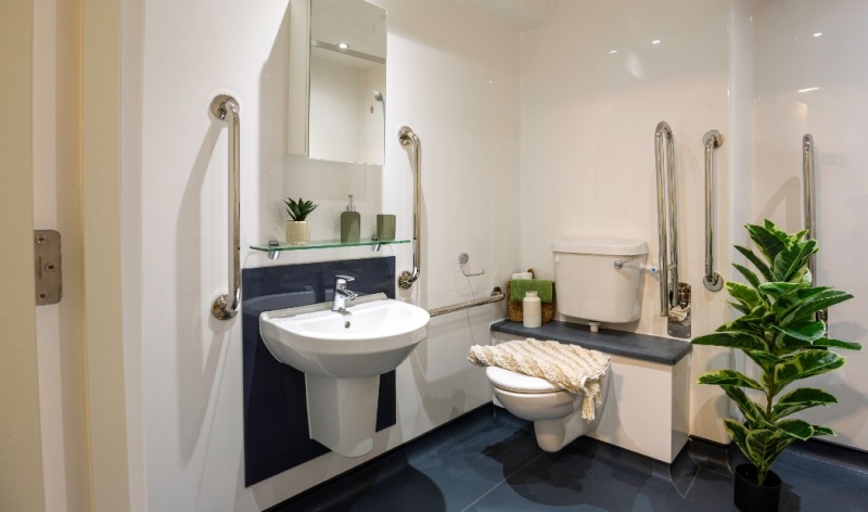 Studio with modern bathroom Element Manchester Student Accommodation