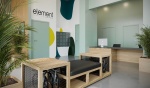 Quiet study area with desks and chairs at Element Manchester student accommodation