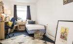 View from Bonhay House Ensuite bedroom, comfy bed, desk, chair & wardrobe, accommodation Exeter