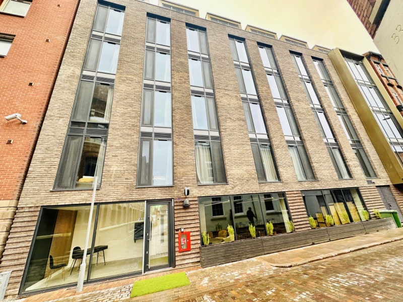 Modern student accommodation building in Leicester, UK