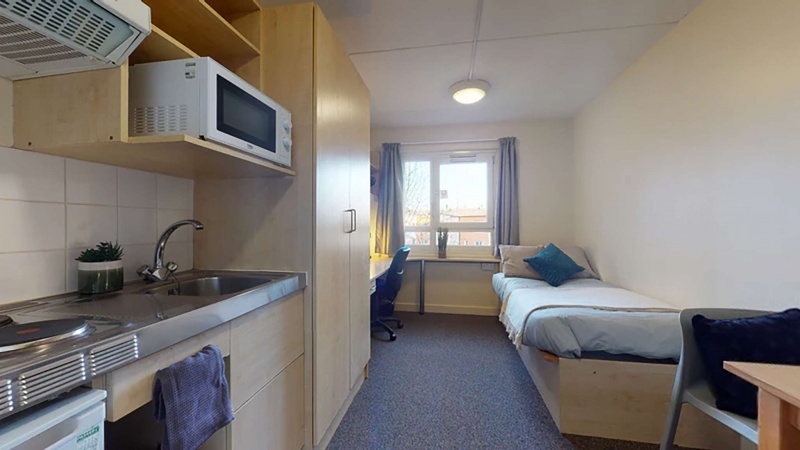 Kitchen, bed and study desk, from a Creek Court studio in London by Mezzino