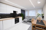 Modern communal kitchen at Beechwood House and Gardens in Manchester