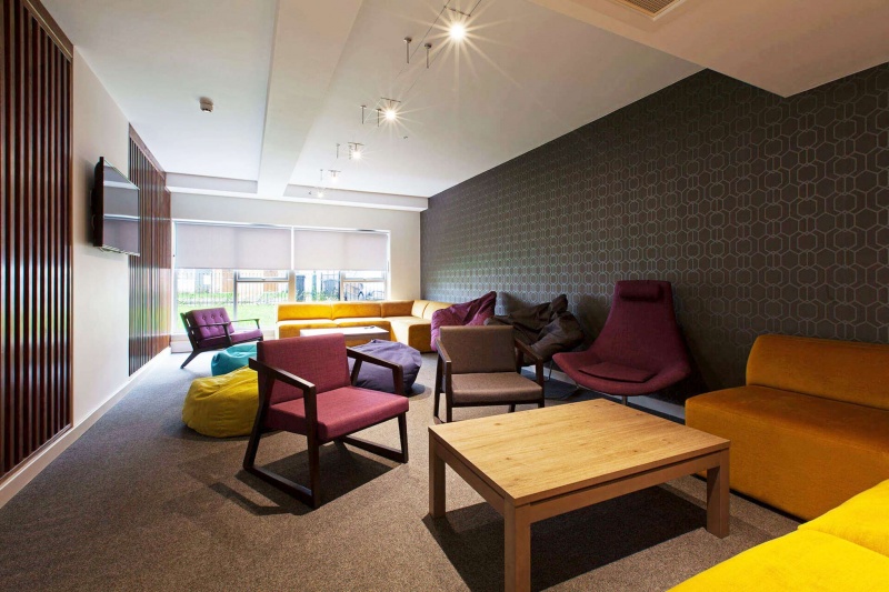 Colourful communal lounge area at Selly Oak Court, Birmingham