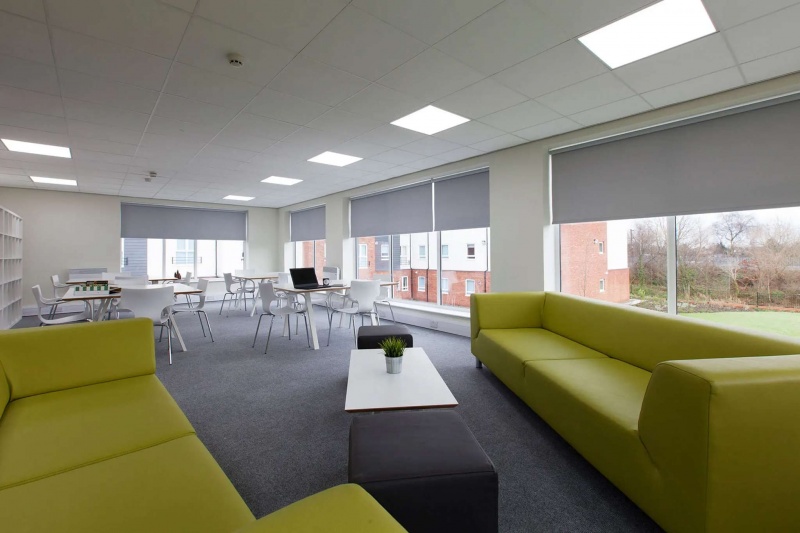 Comfortable communal lounge with seating and a large TV at Selly Oak Court, Birmingham